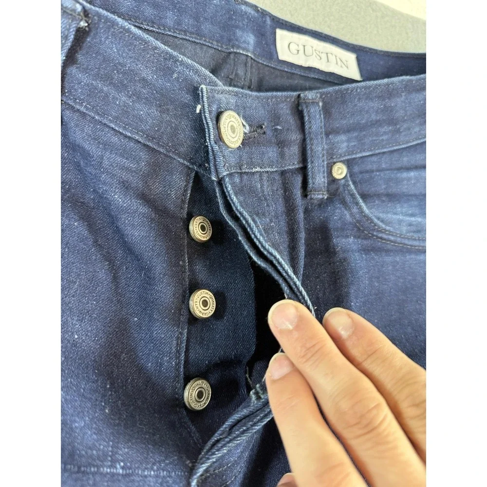 Gustin Jeans Mens 35x31 Dark Wash Blue California Straight Selvedge Denim USA